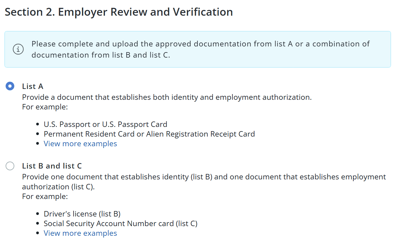 Section 2: Upload documents