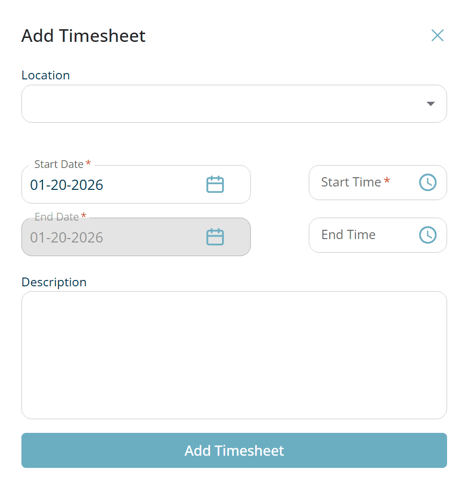 Add timesheet popup